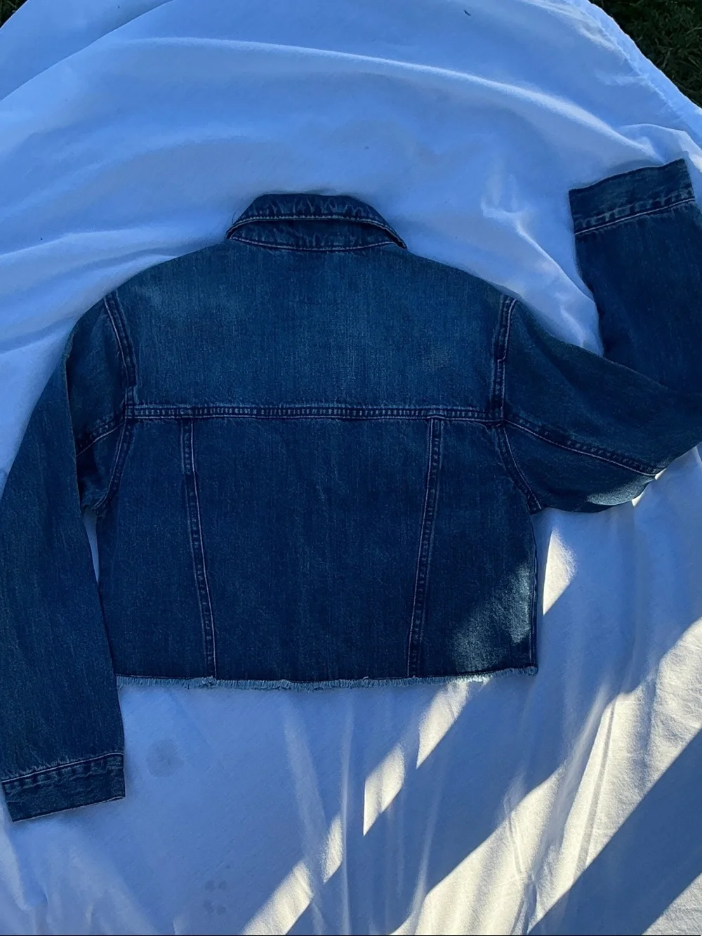 The Children's Place Dark Blue Stud Detail Cropped Denim Jacket